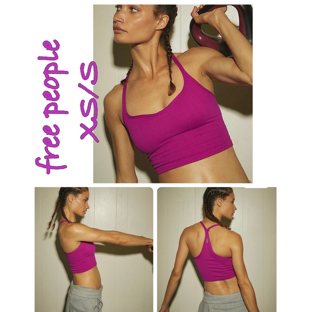 NWOT XS/S sweetheart neck happiness runs crop tank free people raspberry sherbet